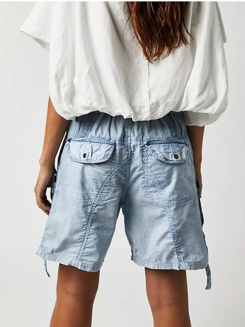 Free People Light Blue Cargo Parachute Shorts in Size XS - Picture 3 of 4